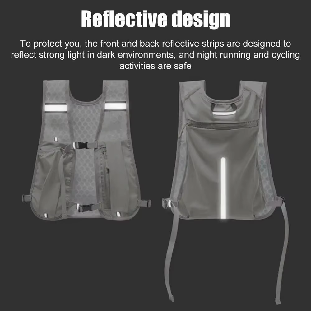 New Running Water Bottle Storage Vest Lightweight Running Vest Reflective Hydration Water Chest Pack with Phone Holder