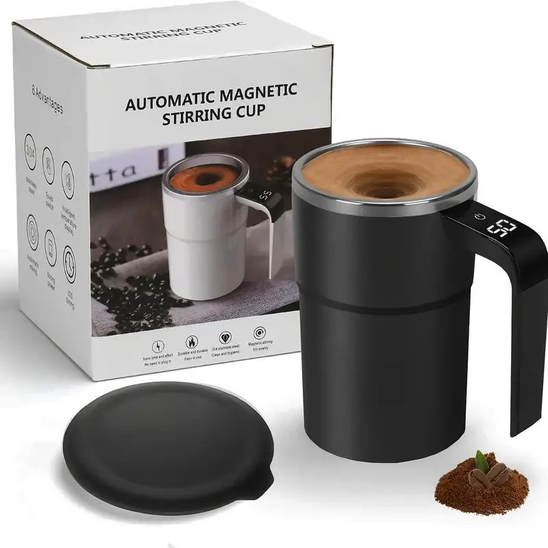 NirvaVortex Luxe: The Magnetic Self-Stirring Steel Mug