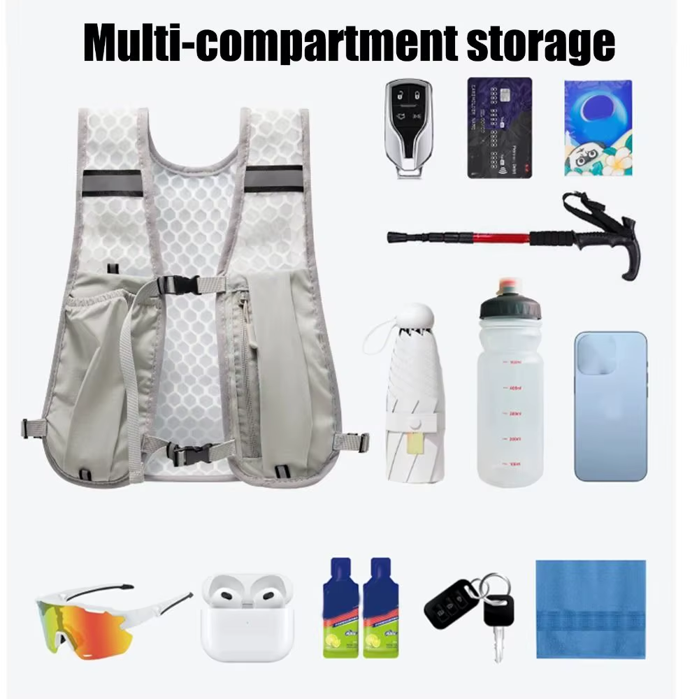 New Running Water Bottle Storage Vest Lightweight Running Vest Reflective Hydration Water Chest Pack with Phone Holder