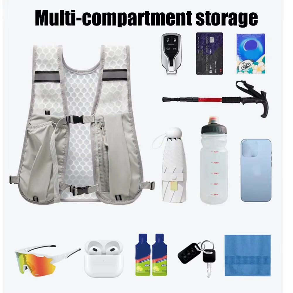 New Running Water Bottle Storage Vest Lightweight Running Vest Reflective Hydration Water Chest Pack with Phone Holder